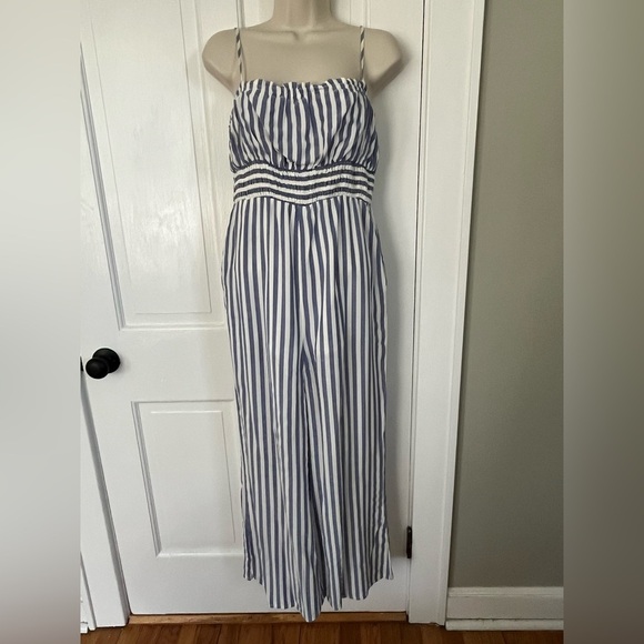 HYFVE Blue White Striped Wide Leg Jumpsuit Spaghetti Straps Size Large Preppy - Picture 1 of 13